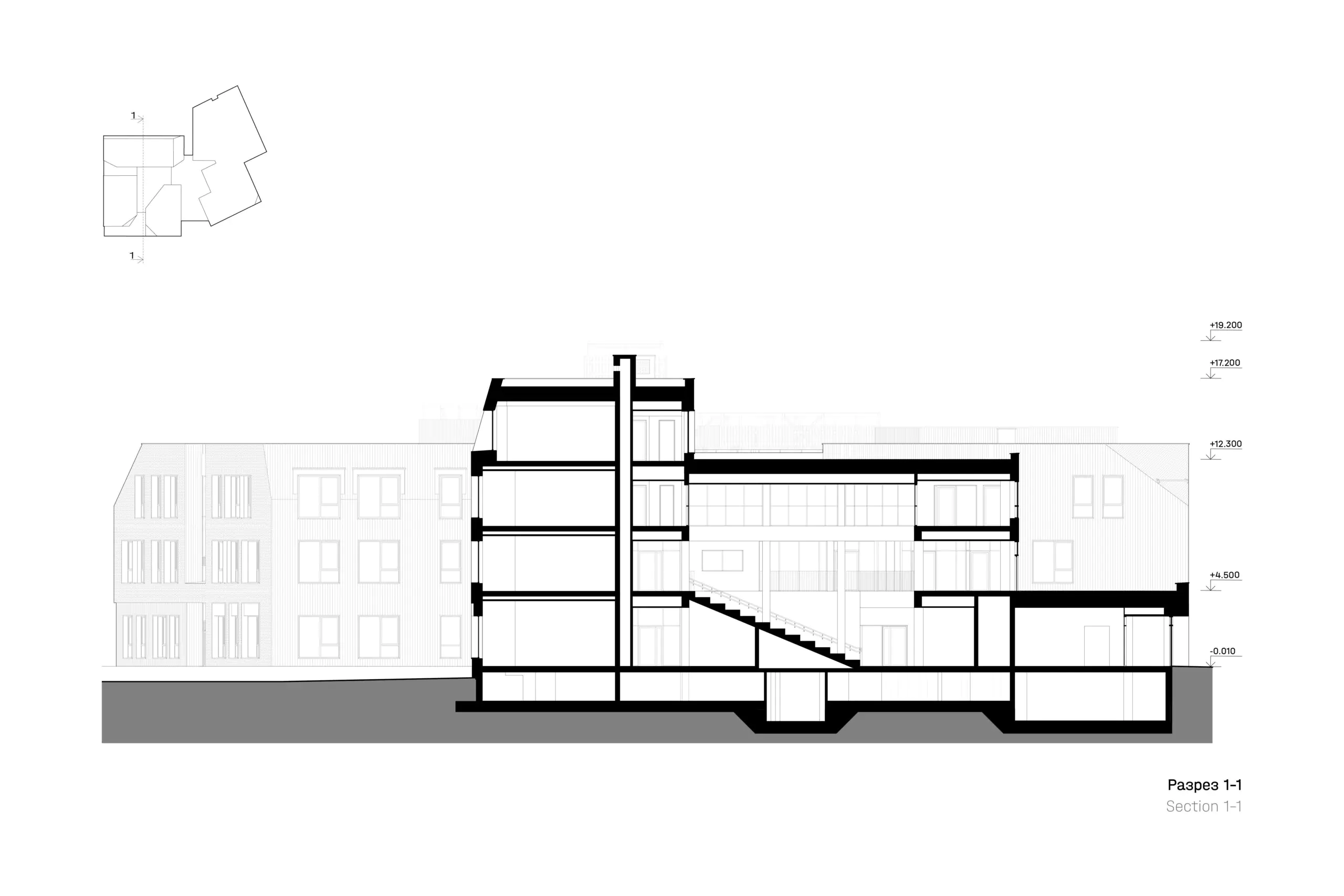 Architectural section of the Educational Centre in Moscow