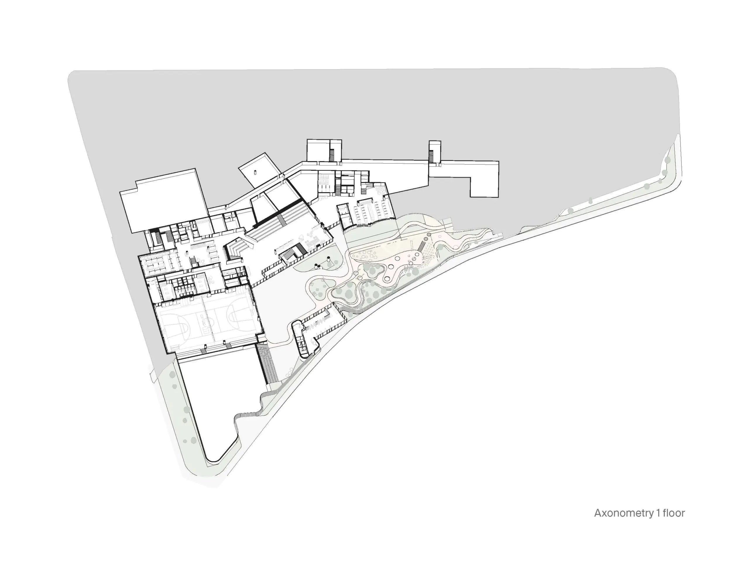 First-floor axonometric plan of the 1,100-pupil school in Moscow